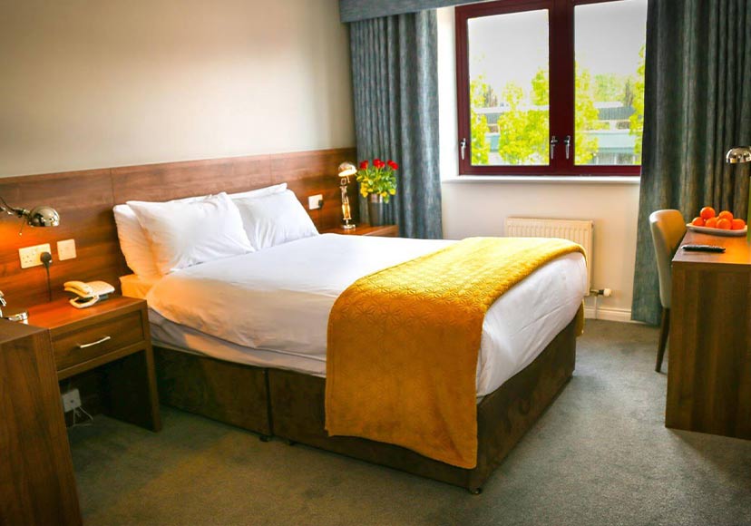 Double bed at Creggan Court Hotel.