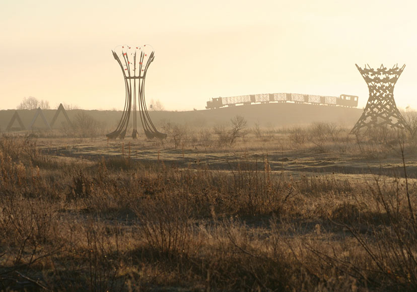 Mist falling over Lough Boora Discovery Park.