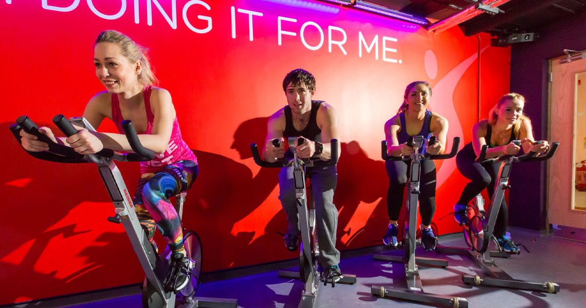 A cycling class at Athlone RSC Fitness Park.